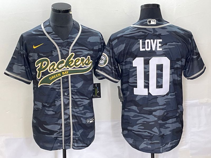 Men Green Bay Packers 10 Jordan Love Camo Co Branding Game NFL Jersey